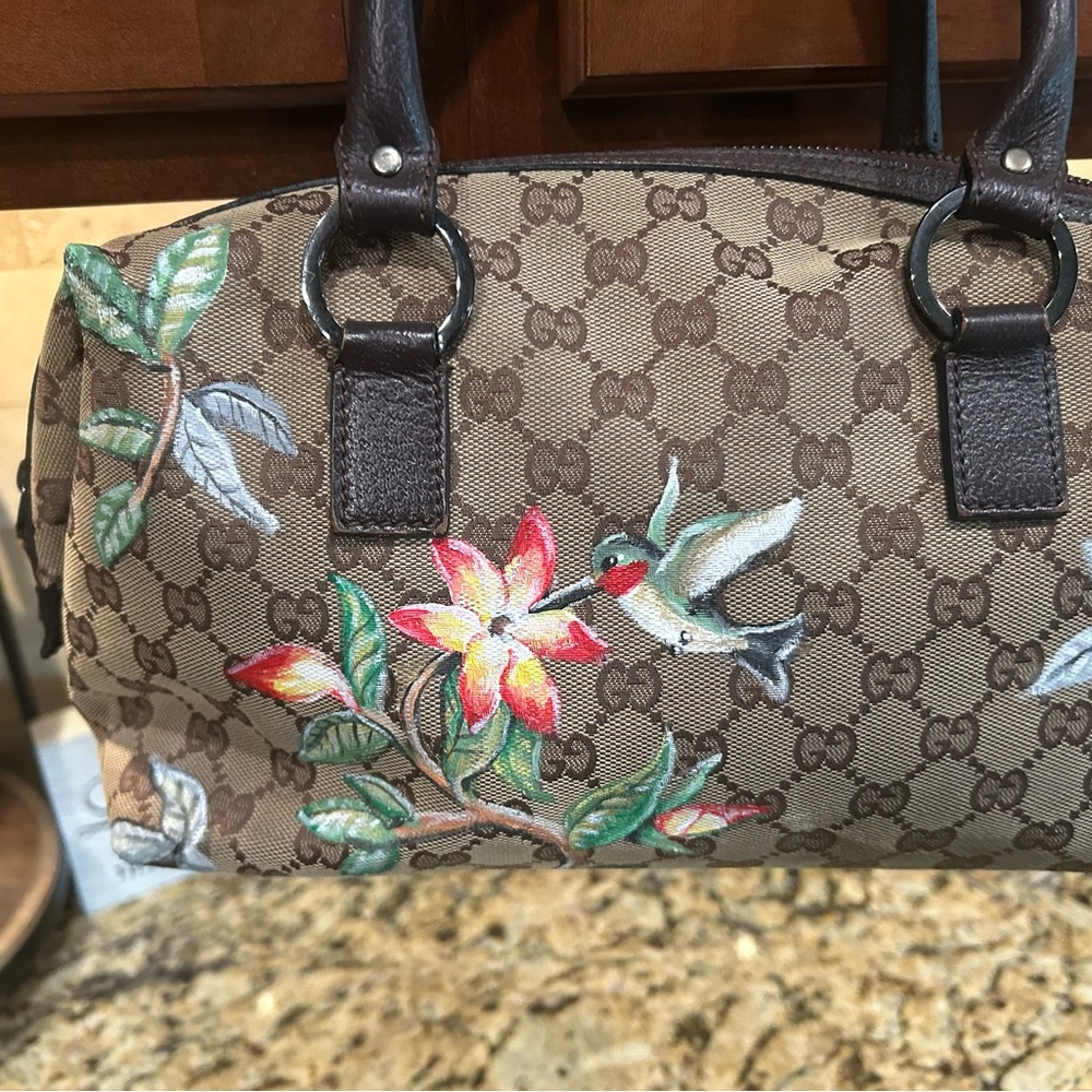 Gucci Brown GG Canvas Floral Print - Picture 2 of 16